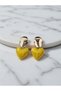 Yellow Big Heart Themed Shiny Pearlescent Nail Model Stylish Earrings-Steel Does Not Tarnish