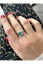 Gold Blue Double Rectangular Ring - 2