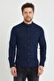 Slim Fit Hakim Yaka Cotton in Linen Look Flam Foldable Long Sleeve Men's Shirt