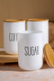 Kitchen Vacuum Sealed Bamboo Lid White Glass Jar Spice Jar Set with Stand, Set of 6 - 5