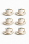 Gold Detailed 6-Piece Porcelain Coffee Cup Set - Gold Handle & Rim, Striped Designs, 6X90 ml - 4