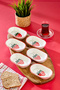 Çilek Patterned Ceramic Oval Snack Bowl Set of 6 Breakfast Sauce Bowl Presentation Bowl 13X9 cm - 5