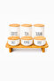 Kitchen Vacuum Sealed Bamboo Lid White Glass Jar Spice Jar Set with Stand, Set of 6 - 2