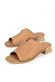 , Women's Genuine Leather Heels Slipper 1611020Z6189 Tan - 5