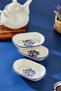 Blue Floral Print Ceramic Oval Snack Bowl Set of 3 Breakfast Sauce Bowl, Jam Bowl Presentation Bowl 13X9 cm - 4