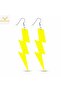 80S 90S &amp; # 39;Lar Retro Neon Yellow Lightning Earrings 10 cm - 2