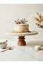 Natural Travertine Marble 25 cm Wooden Leg Cake Stand Chintika Model Presentation Plate, Presentation Plate - 3