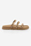 Women's Genuine Leather Three-Stripe Studded Casual Shoes Slipper Zoven Camel Suede - 3