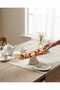 Floral Grace Footed Ceramic Serving Tray – White - 2