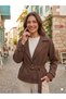 Women's Double-Breasted Collar Waist Length Short Jacket - Italian Cut Premium Jean/Fabric Jacket - 4