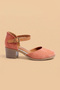 Women's Genuine Leather Closed-Toe Ankle-Tie Sandals - Orange Suede - 3