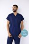 Indigo Light Navy Lycra Nurse Doctor Uniform Unisex Surgical Set Scrubs Uniform - 3
