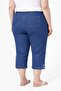 Plus Size Women's Below Knee Button Detail Jeans Capri 02 Blue - 2