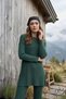 Women's Slit Blouse and Elastic Hem Pants Set in Cotton Ribbed Fabric - 2