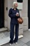 Navy Blue Striped Women's Tencel Shirt Set Mg2695 - 7