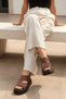 Bango Brown Suede Platform (6 cm Heel) Round Toe Daily Sandals - 2