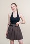 Women's Summer Coffee Printed High-Corsage Belted Mini Skirt Stylish Daily Comfortable 6878 - 2