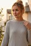 Women's Slit Blouse and Elastic Hem Pants Set in Cotton Ribbed Fabric - 3