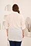 Embroidery Detailed Side Detail Slit Plus Size Shirt Ecru - 5
