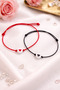 Black Red String Cord Fate Bond Couple Bracelet Heart B Beaded Lover Bracelet - 6
