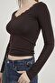 Collar Lace Detail Blouse Brown - 4