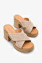 Frida Women's Genuine Leather Heels Slipper - Beige Suede - 2