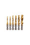Drill Tap Kit, 6pcs Titanium Combination Drill Tap Bit Set, Metric Thread HSS M3-M10 Tool 1/4" hex