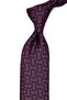 Burgundy - Navy Blue Classic Tie with Motif Patterned Handkerchief Kk13659