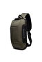 Anti-Theft Sling Crossbody Backpack for Men With USB Port, Reflective Details, Army Green, 9223
