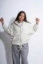 Young Girl's White Zippered Hooded - Skirt with Tie at Hem and Front Pocketed Top Wear Cardigan - 4