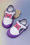 Girl's White Lilac Teddy Bear Detailed Comfortable Fit First Step Sneaker - 3