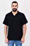 Men Regular Fit Textured Short Sleeve Casual Shirt, Black