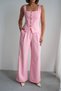 Women's Button Detailed Lace-Up Vest & Palazzo Pants Two-Piece Set Nsa-58093 - 4