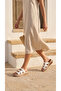 Round Three-Stripe Gold Buckle Detailed High Heeled Comfortable Women's Summer Slippers Sandals - 7
