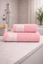 Milano 2-Piece Guipure Lace Towel Set 100% Cotton Certified Bath Towels Jacquard 50X90Cm - 70X140Cm Pink - 4