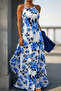 Women's Rope Strap Dress H Halter Neck D Patterned Long S Single Jersey