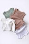 100% Organic Cotton 4-Piece Jacquard Baby Bodysuit Set - Ecru, White, Light Green, Taupe - 2