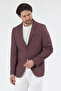 Adelmiro Men's Burgundy Summer Mono Collar Slim Fit Linen Look Blazer Jacket - 7