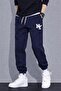 Men's Navy Ny Jogger Sweatpants with Elasticated Cuffs, Relaxed Fit, Casual Sport Pants