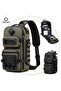 Waterproof Tactical Sling Shoulder Bag, Tripod Holder, 13L EDC Travel Work Bag, Army Green, 9585 - 3