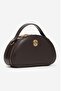 103 Brown Women's Bag with Shoulder Bag Zippers, Lined Elegant Double Compartments and Gold Detailing - 2