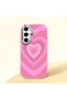 Pink Silicone Case Heart Pattern Compatible with Samsung Galaxy S24 Fe Shock-Absorbing Camera Protection
