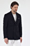 Pique Men's Black Double-Breasted Pointed Collar Stretchy Poly Viscose Fabric Slim Fit Sports Blazer Jacket - 6