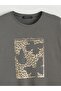 Gray Crew Neck Printed Women's T-Shirt (S6) - 6
