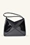 Triangle Shaped Patent Leather Handbag Shoulder Bag - Black