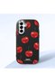 Samsung Galaxy A17 4G/5G Compatible Shock-Absorbing Camera Protected Black Silicone Case Cherry Patterned