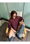 Women's Burgundy Oversized Capri Sleeve Shirt Yel221818 - 2