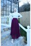 Chiffon Pleated Lined Skirt Purple Hnt1008 - 3