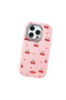 iPhone 16 Pro Compatible Shock-Absorbing Camera Protected Pink Silicone Case Cherry Patterned - 3