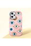 Redmi Note 12 Pro Speed Compatible Shock-Absorbing Camera Protected Pink Silicone Case with Evil Eye Bead